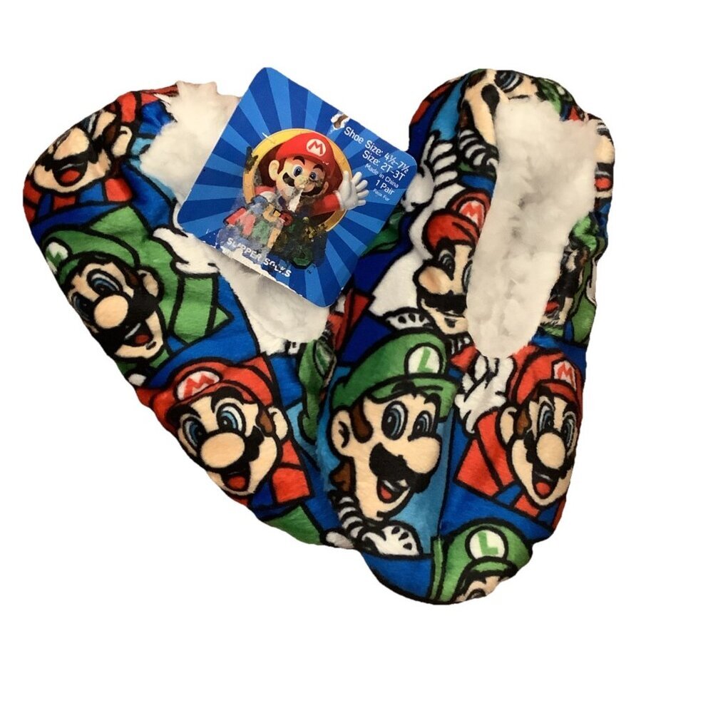 Nintendo Super Mario & Luigi Size (2T-3T) 41 /2-71/2 Cozy Fuzzy Babba Slippers